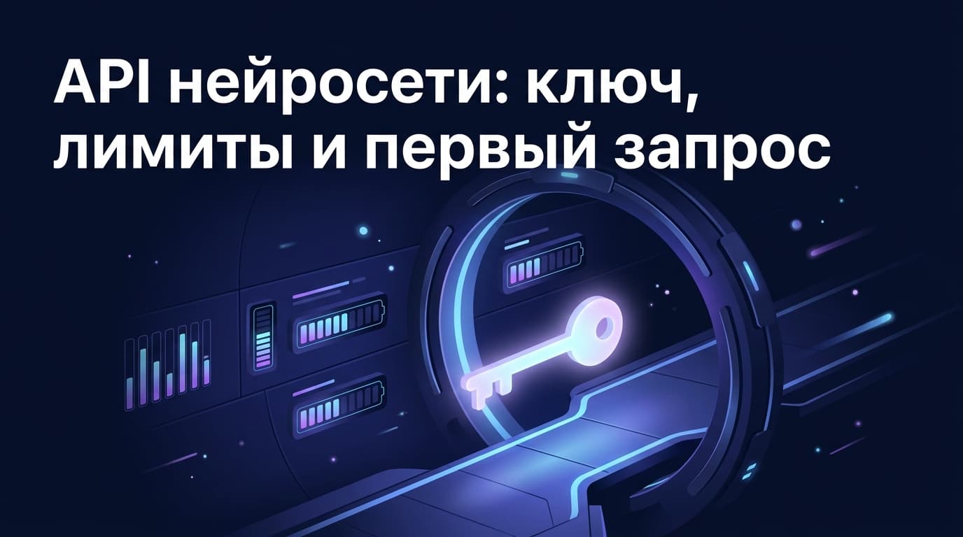 API нейросети: ключ, лимиты и первый запрос