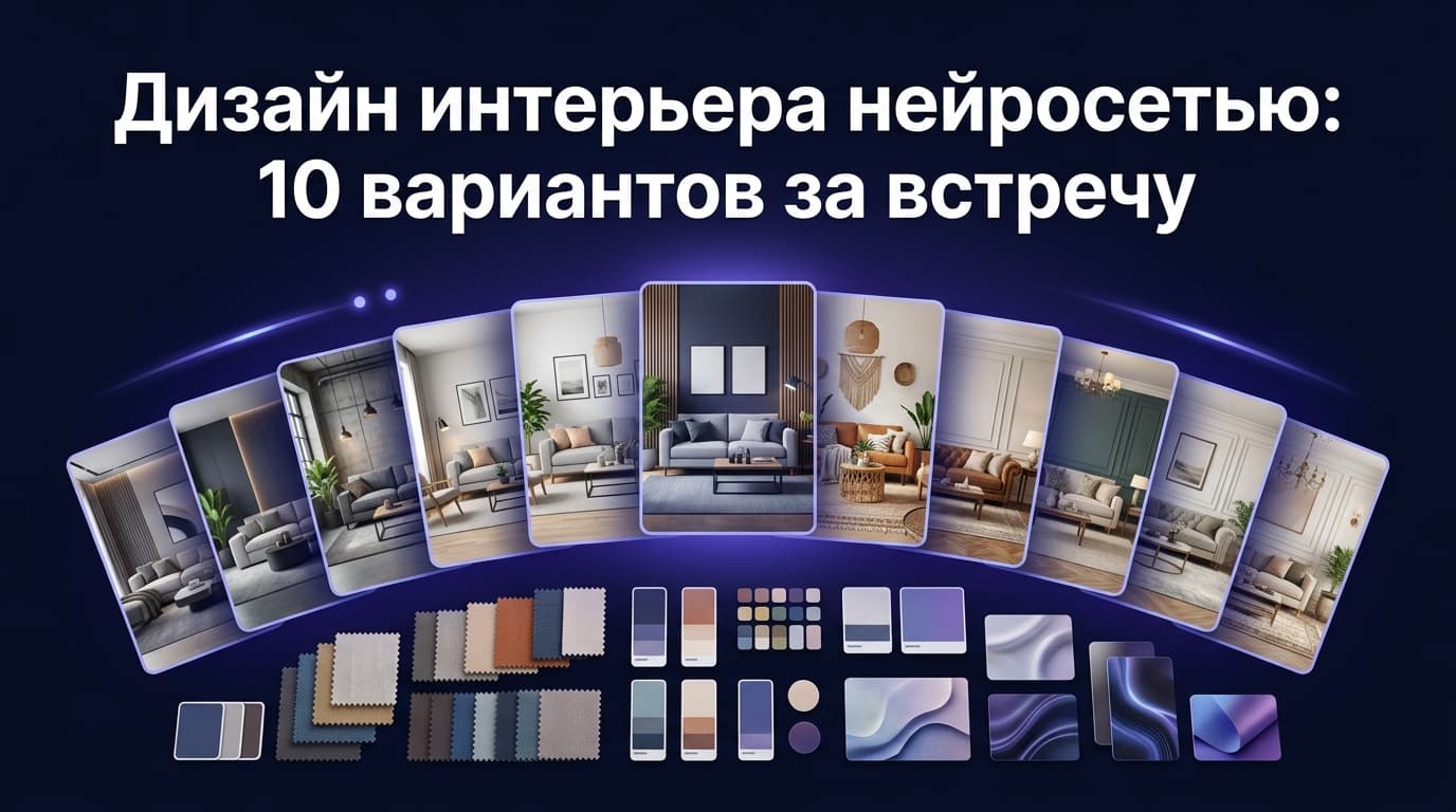 Дизайн интерьера нейросетью: 10 вариантов за встречу