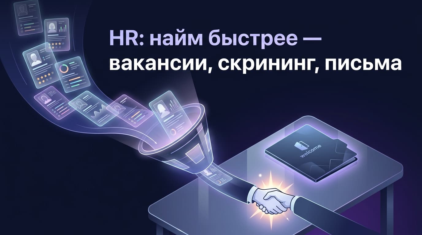 HR: найм быстрее — вакансии, скрининг, письма