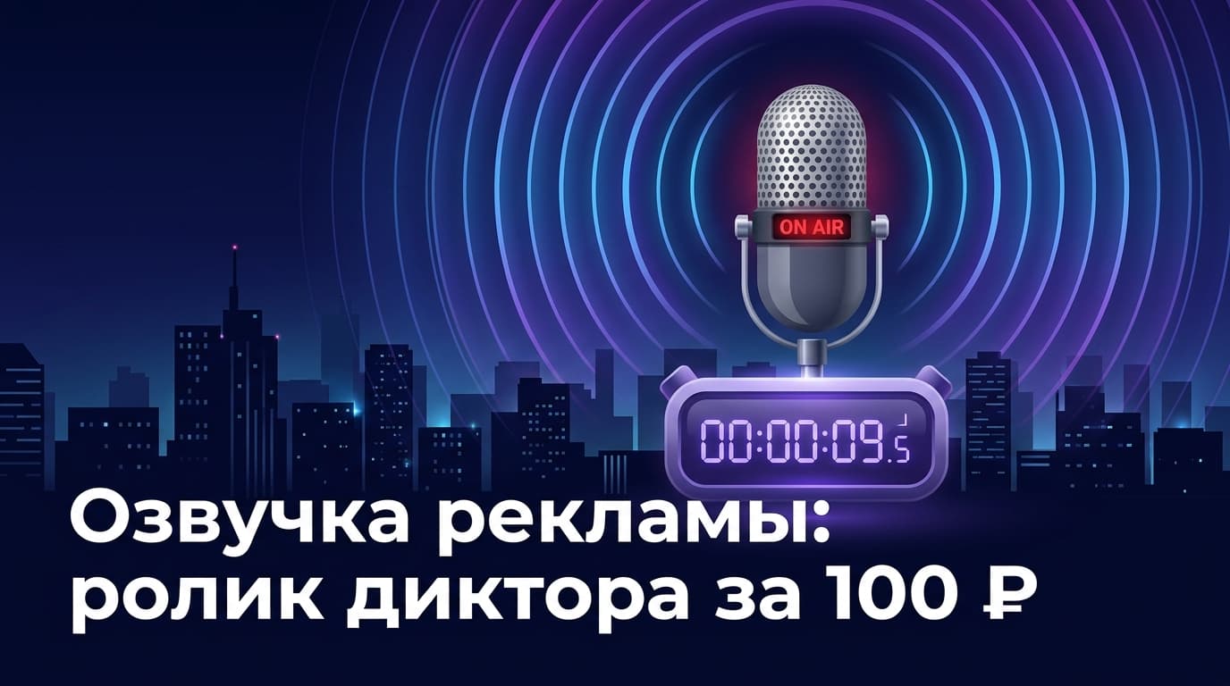 Озвучка рекламы: ролик диктора за 100 ₽