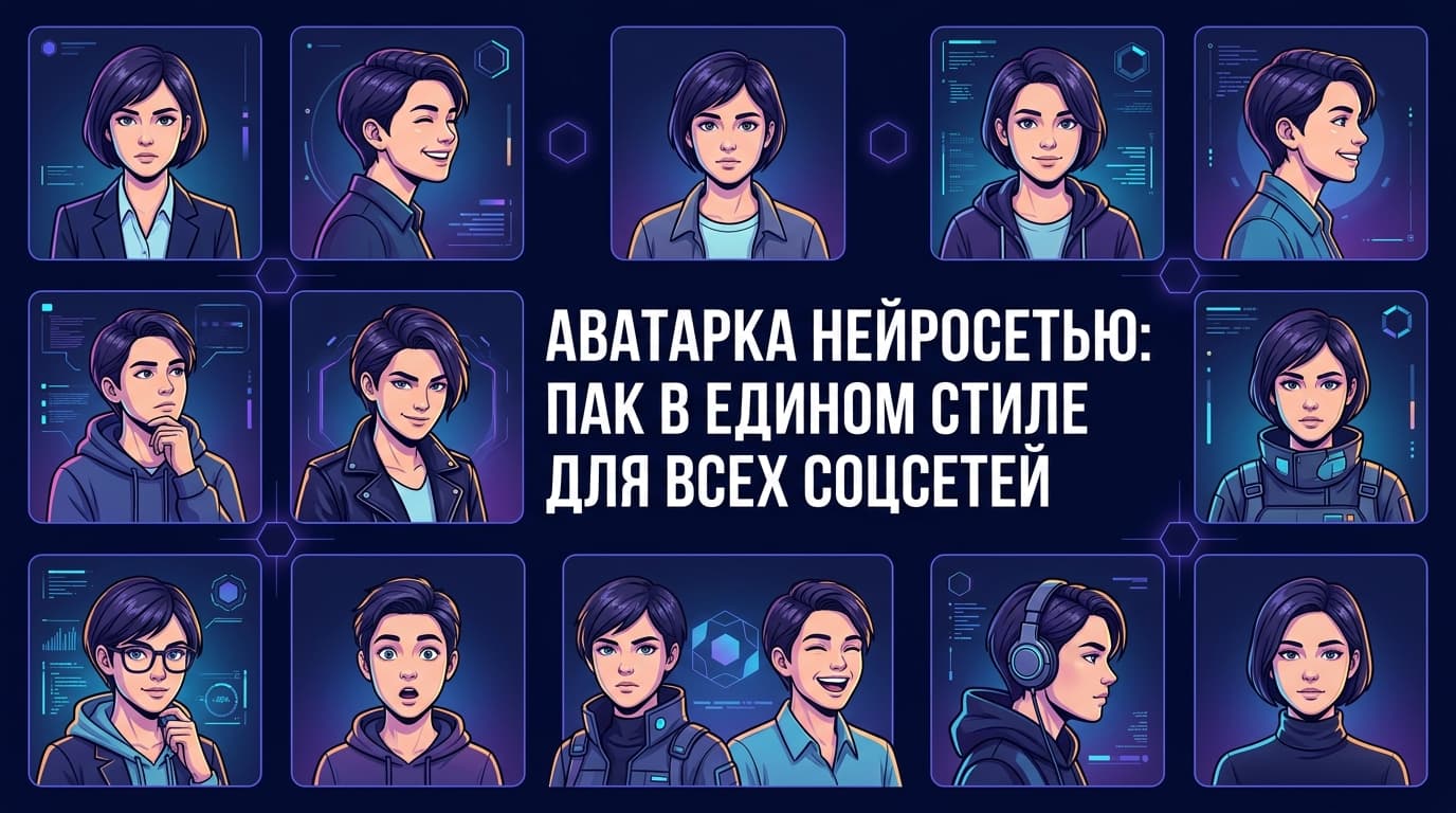 Аватарка нейросетью: пак в едином стиле для всех соцсетей
