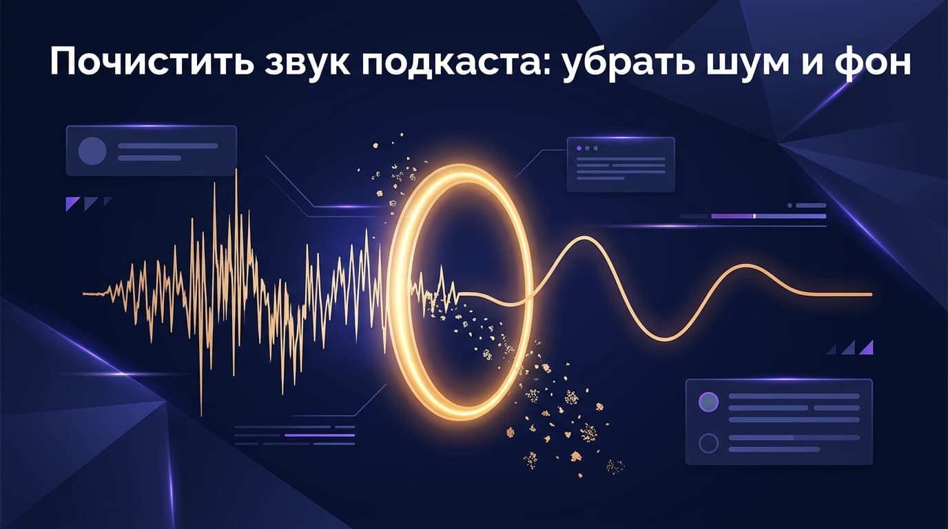 Почистить звук подкаста: убрать шум и фон