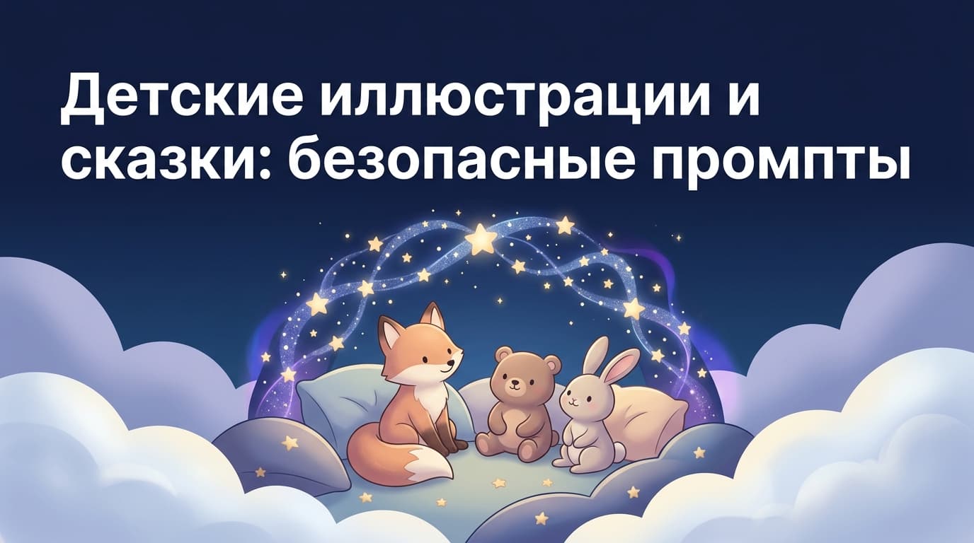 Детские иллюстрации и сказки: безопасные промпты