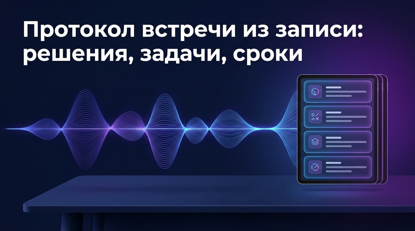 Протокол встречи из записи: решения, задачи, сроки