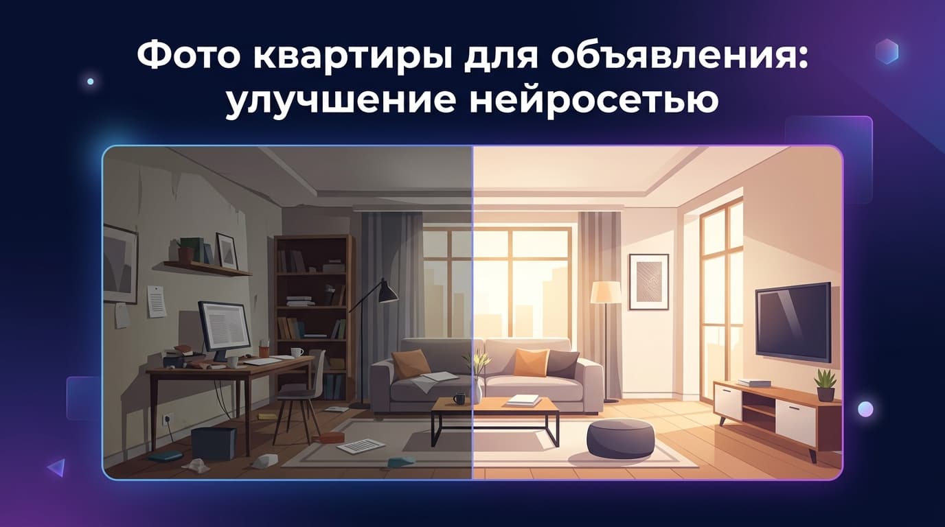 Фото квартиры для объявления: улучшение нейросетью