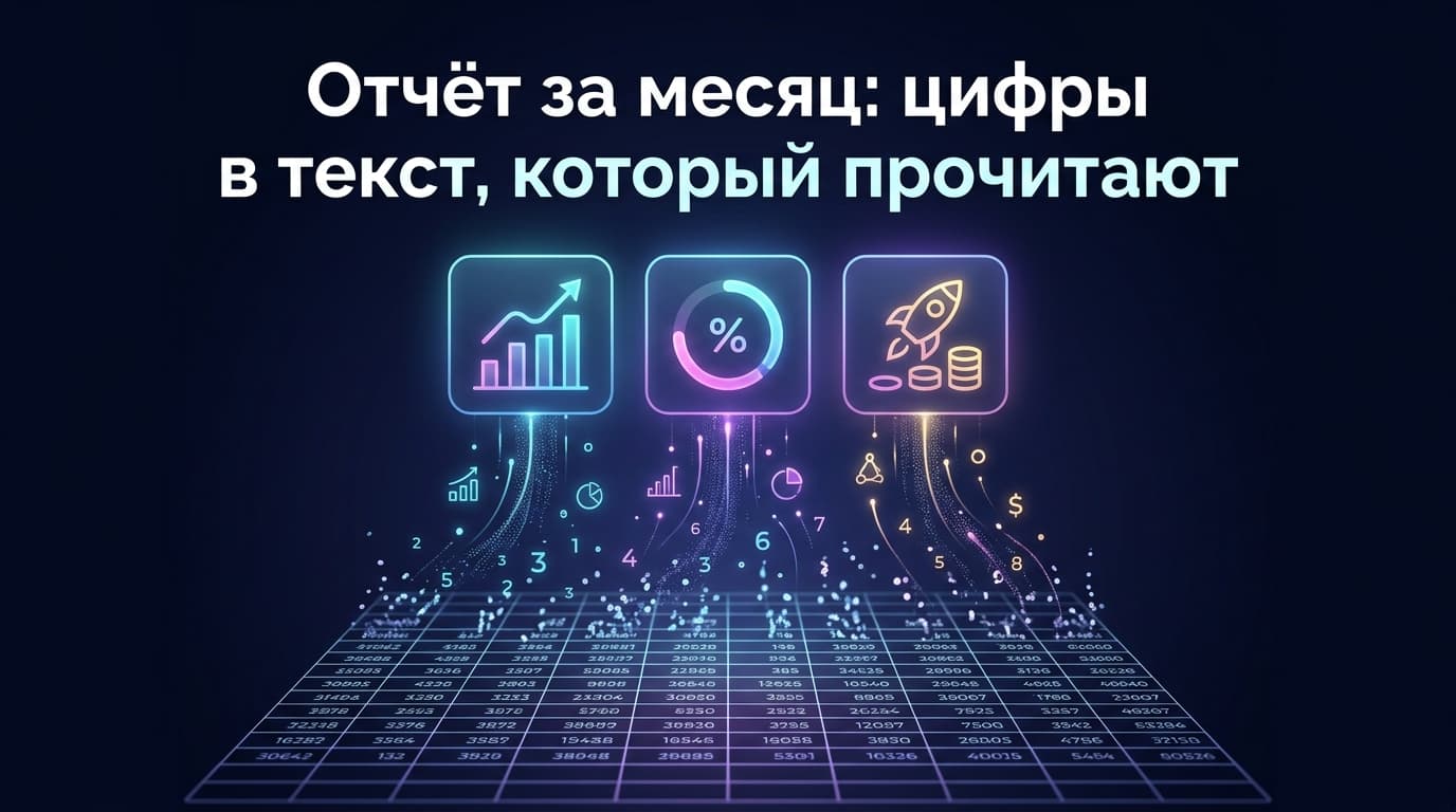 Отчёт за месяц: цифры в текст, который прочитают