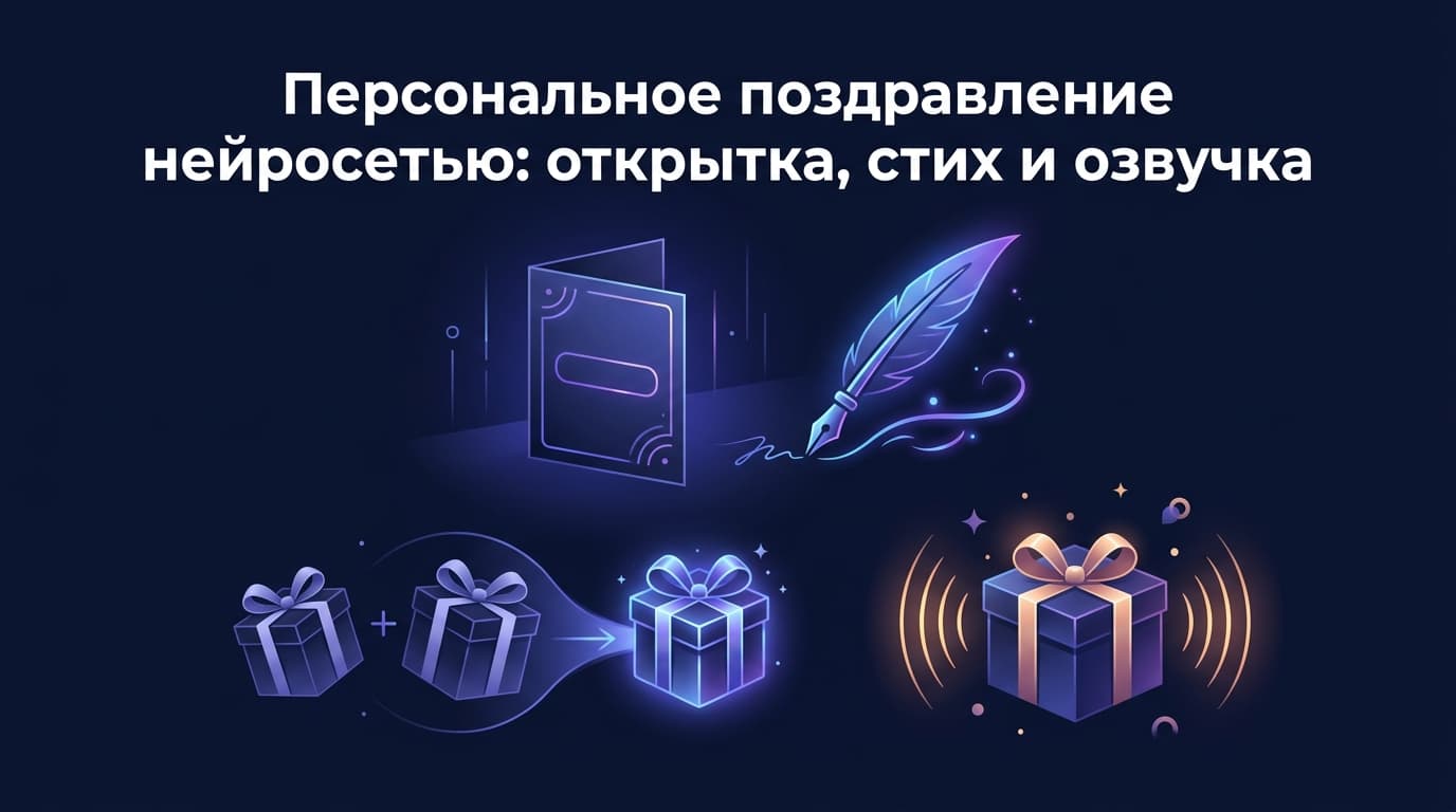 Персональное поздравление нейросетью: открытка, стих и озвучка