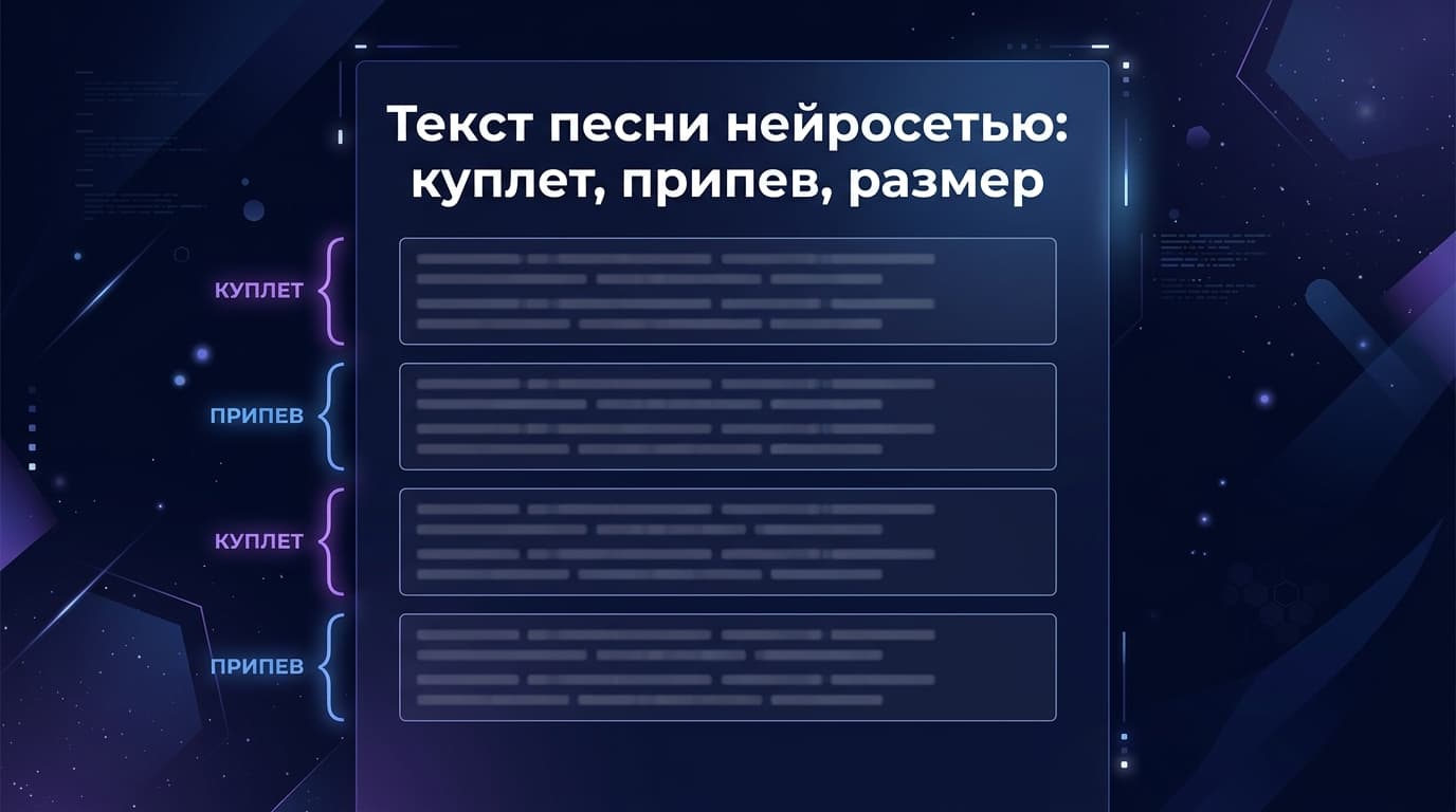 Текст песни нейросетью: куплет, припев, размер