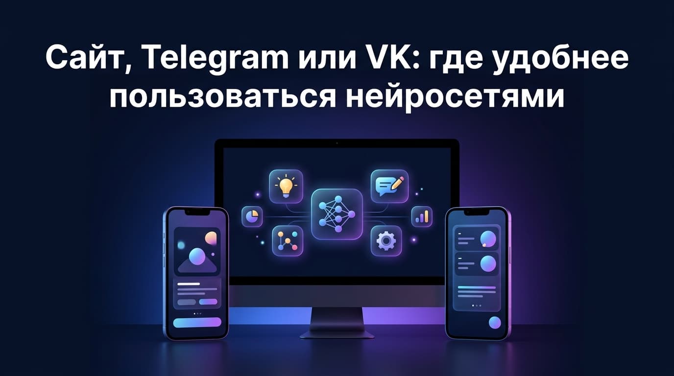 Сайт, Telegram или VK: где удобнее пользоваться нейросетями