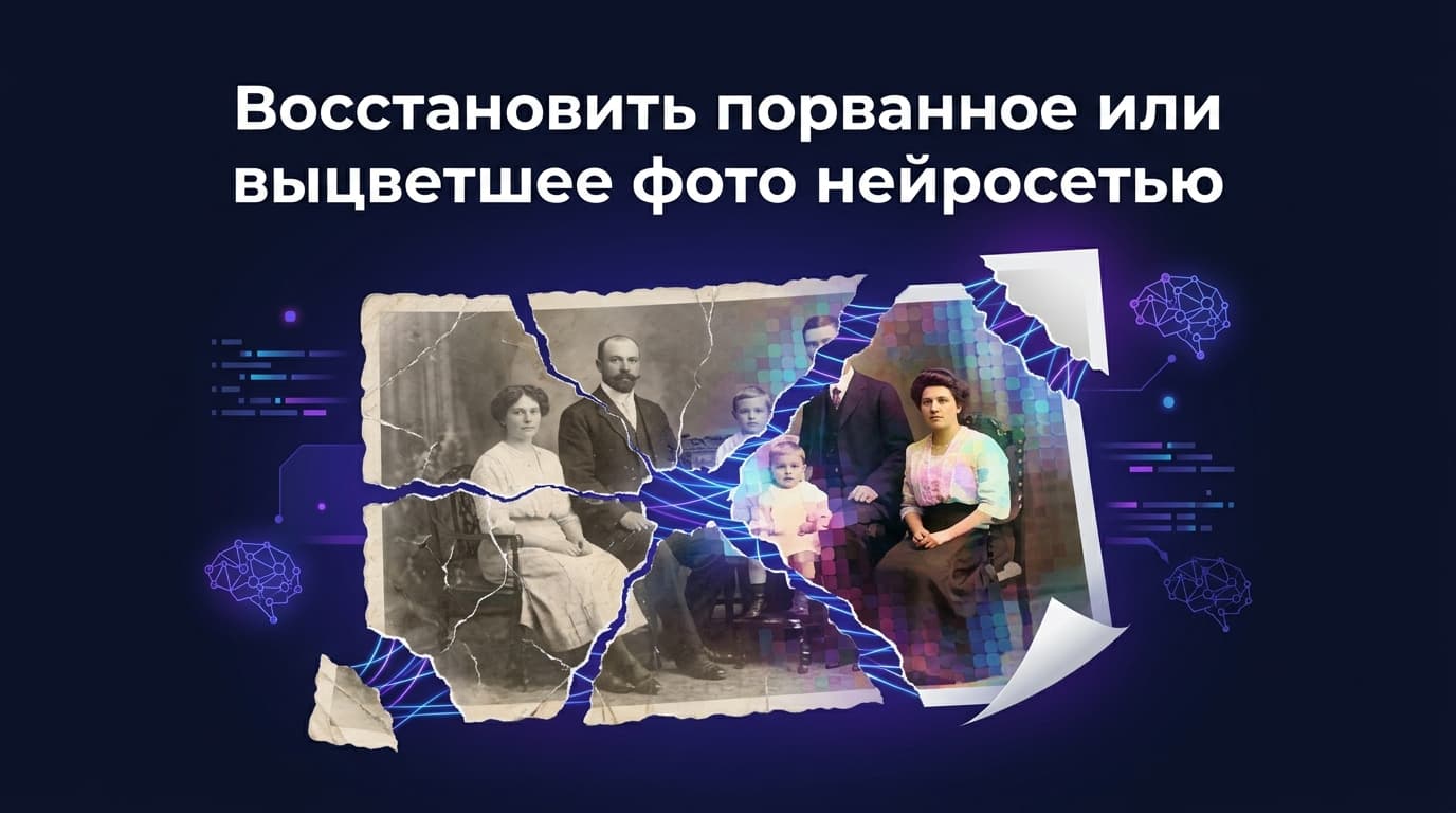 Восстановить порванное или выцветшее фото нейросетью